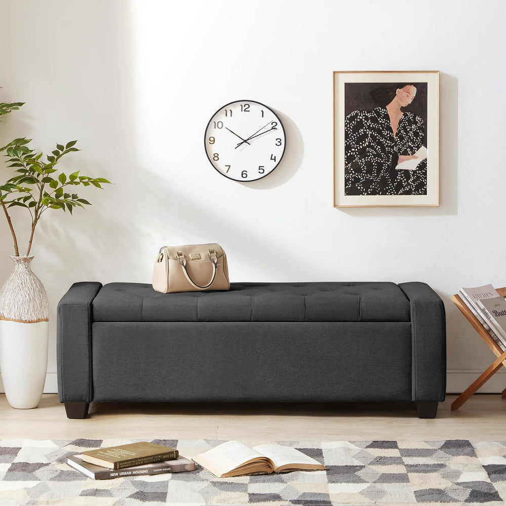 Huatean Home 48" Ottoman with Storage, Dark Gray Storage Ottoman Bench |...