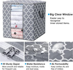 WISELIFE Storage Bags 8 Pack/100L Large Blanket Clothes Organization and Storage Containers for Comforters,Bedding, Foldable Organizer with Reinforced Handle, Clear Window, Sturdy Zippers,Light Gray