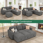 HONBAY Modular Sectional Sleeper Sofa Bed, Pull Out Couch with Storage Ottoman, U Shaped Sectional Couches for Living Room, Dark Grey