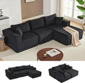 97" Modular Sectional Sofa, L-Shaped Boneless Couch with Deep Seat, Cozy Cloud Couch Sectional with Convertible Ottoman, Modern Sectional Couches for Living Room（ Black）
