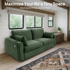Pull Out Sofa Bed, No Cushion Removal, Queen Sleeper Sofa with USB Fast Charging, Memory Form Mattress, 2-in-1 Convertible Comfy Loveseat Couch Bed for RV, Apartment, and Small Spaces (Green)