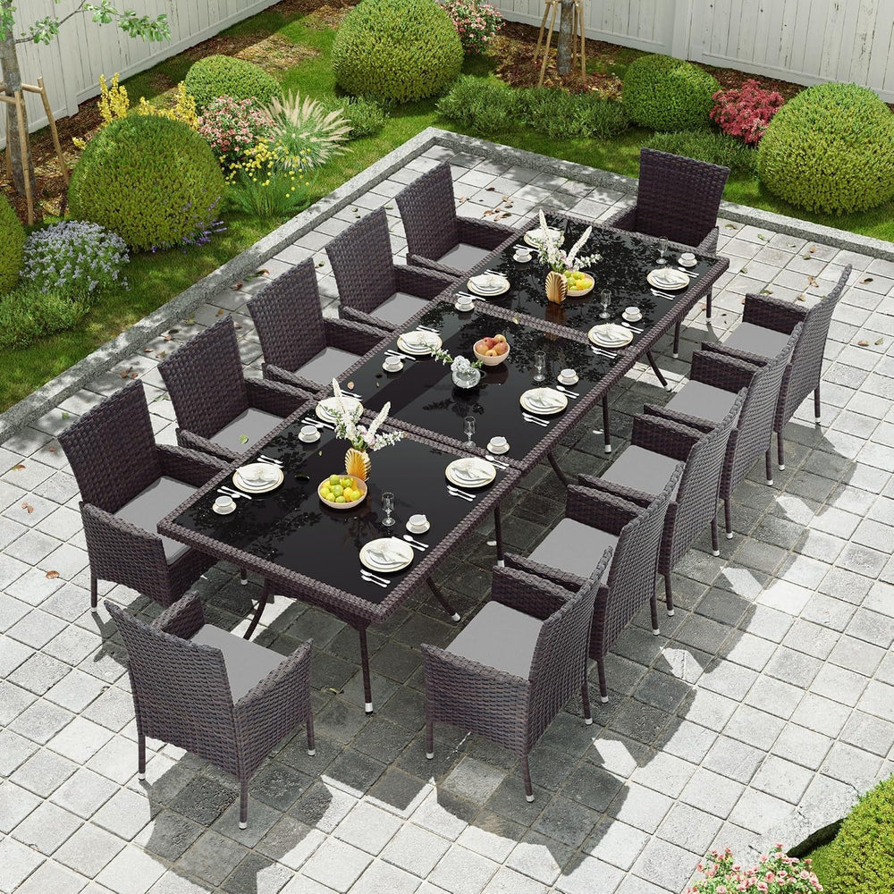 Kullavik 15 Pieces Outdoor Dining Set Patio Rattan Furniture Set,Patio Dining...