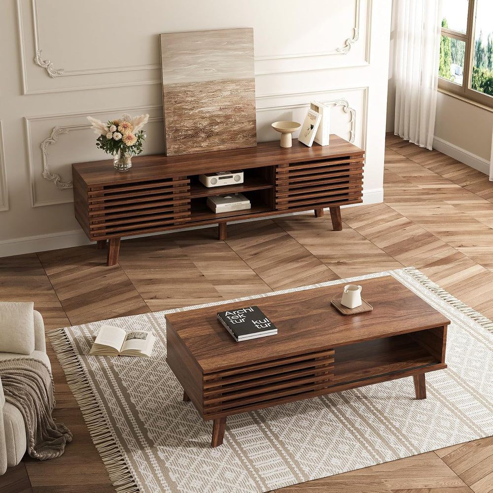 MAISONARIA Living Room Table Sets of 2, Mid Century Coffee Table & Dresse...