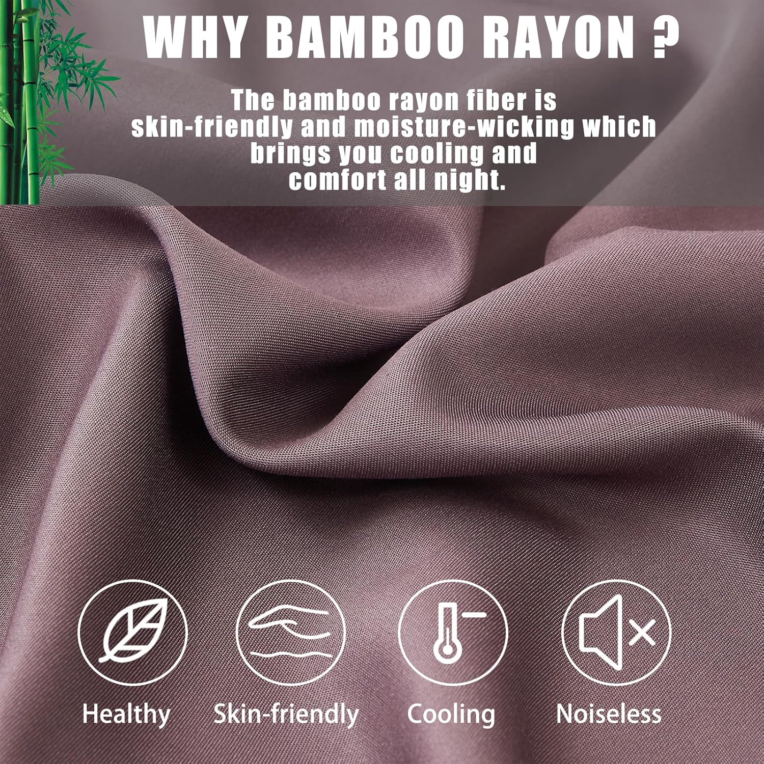 Pillow Cases Standard Size 2 Pack, Bamboo Rayon Cooling Pillowcases with Envelope Closure, Cool Breathable Pillow Case for Hot Sleepers & Night Sweats, 20x26 inches, Greish Purple