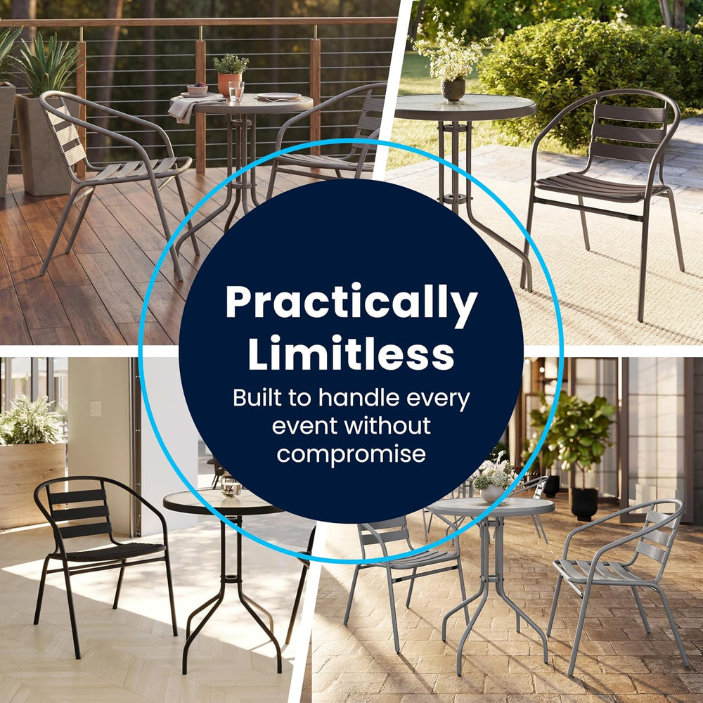 Flash Furniture Lila 23.5'' Square Glass Metal Table with 2 Black Met...