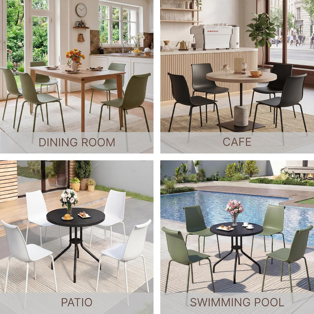 KISLOT Dining Chairs Set of 4, Plastic Outdoor Dining Room Chairs with Metal ...