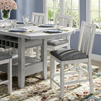 Solid Wood Dining Table Set for 6, Modern Breakfast Dinette Expandable Drop Leaf Kitchen Table with Chairs for Dining Room, Kitchen, Grey
