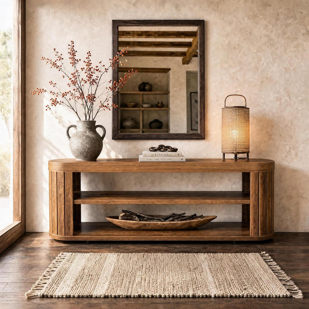 Tribesigns 47.2 in. 3-Tier Entryway Bench with Shoe Storage,Farmhouse Wooden ...