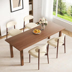 Wooden Dining Chair Set of 4, Modern Dining Chairs with with Curved Back, Linen Fabric Upholstered Kitchen Room Chairs with Adjustable Legs for Farmhouse Dining Living Room,Beige