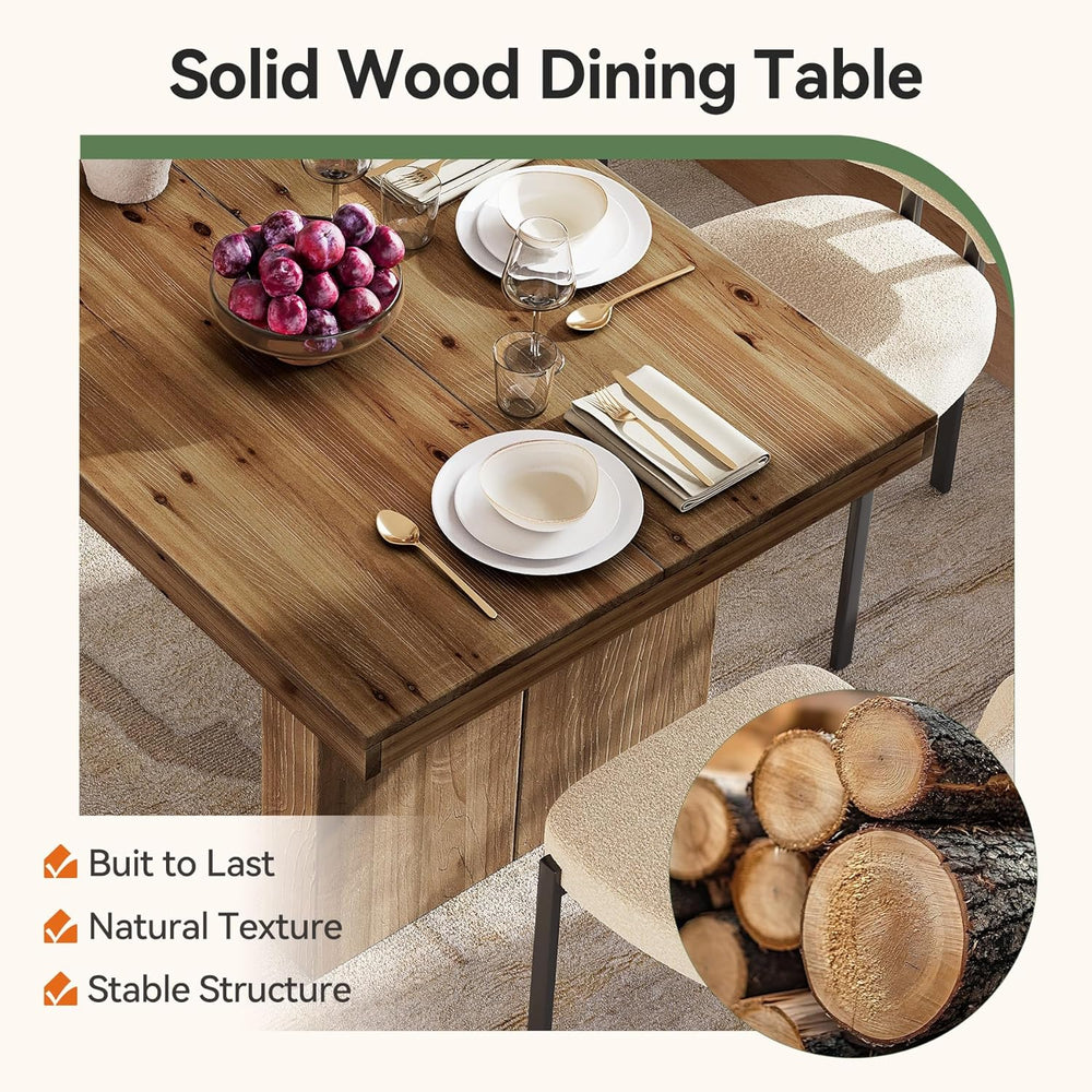 63" Solid Wood Dining Table for 4-6 People, Farmhouse Rectangle Kitchen ...