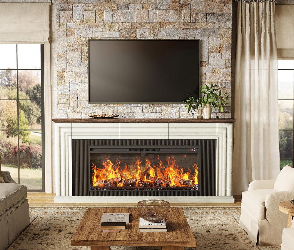PRAISUN 70'' Fireplace TV Stand with 42'' Electric Fireplace,...