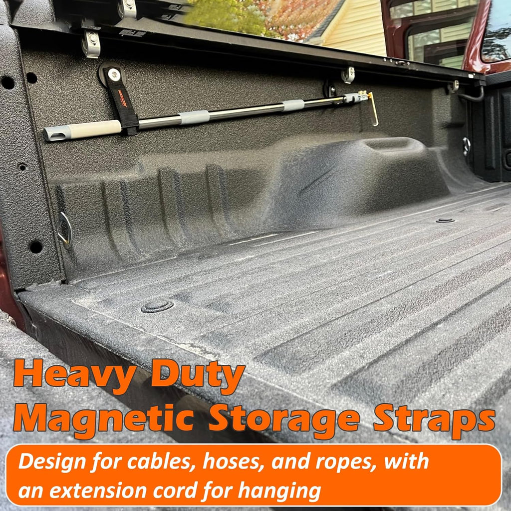 MUTUACTOR Strong Magnetic Hooks,Non-Slip Magnetic Mount Hooks Heavy Duty for Hanging,2PCS Anti-Scratch Garage Storage Hooks Adjust Cable for Garden Hoses Universal Rope Cordless Drills RVs Equipments