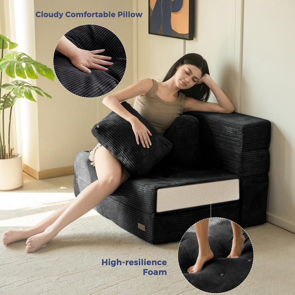 MAXYOYO Convertible Sofa Bed, Fold Out Sofa Couch with Pillow for Adults | Lo...