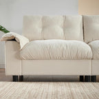 Ball & Cast Modular L Shaped Sectional Sofa with Movable Storage Ottoman and Dual-Port Charging,4 Seater Comfy Cloud Couch W/Side Storage Pockets & Cup Holder,for Living Room,Apartment,Beige,104"