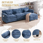 Ball & Cast Modular Sectional Sofa,L Shaped Couch with Movable Storage Ottoman,Chenille Upholstered Sofa W/USB Charging Port,Phone Holder and Side Pocket,for Living Room,Apartment,Navy,109"