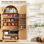Polibi Arched Fluted Pantry Cabinet, 72" Tall Kitchen Storage with 8 Door Shelves, 3 Adjustable Shelves & Hidden Drawer, for Kitchen, Dining Room, Natural
