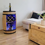 Wooden Barrel with Wine Holder - Wine Rack. 80 cm. Rustic Decorative Bar Cabinet Wine Stand - Home Bar R.G.B. Draft Beer, Whisky Bar Bottle Stand. Home Bar Gift for Man (Light Brown)