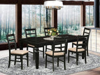 East West Furniture LGPF7-BLK-C 7 Piece Kitchen Table Set Consist of a Rectangle Dining Table with Butterfly Leaf and 6 Linen Fabric Upholstered Dining Chairs, 42x84 Inch, Black