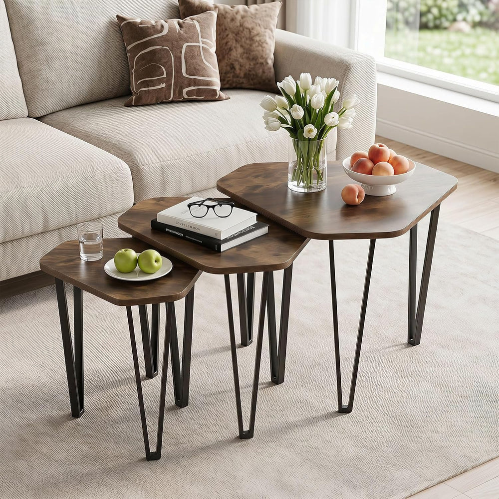 GIANTEX Nesting Coffee Tables Set of 3, Stacking End Tables for Living Room |...