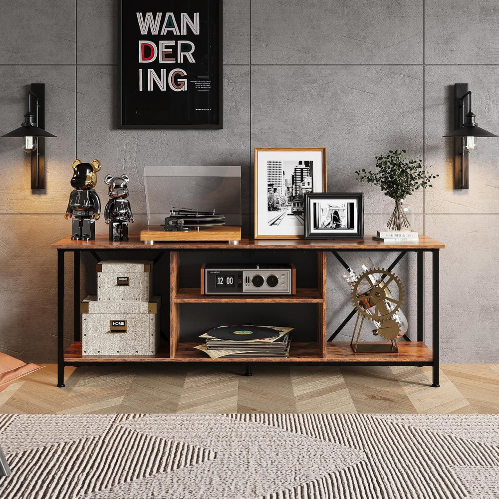 WLIVE Industrial TV Stand for Up to 65 inch TV, Heavy-Duty Metal Frame Entert...