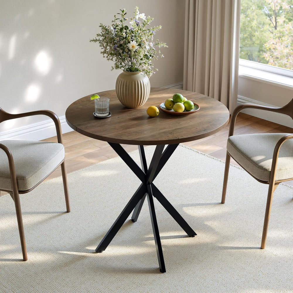 Unovivy 31.5" Small Round Dining Table for 2-4, Space Saving Circle Kitc...