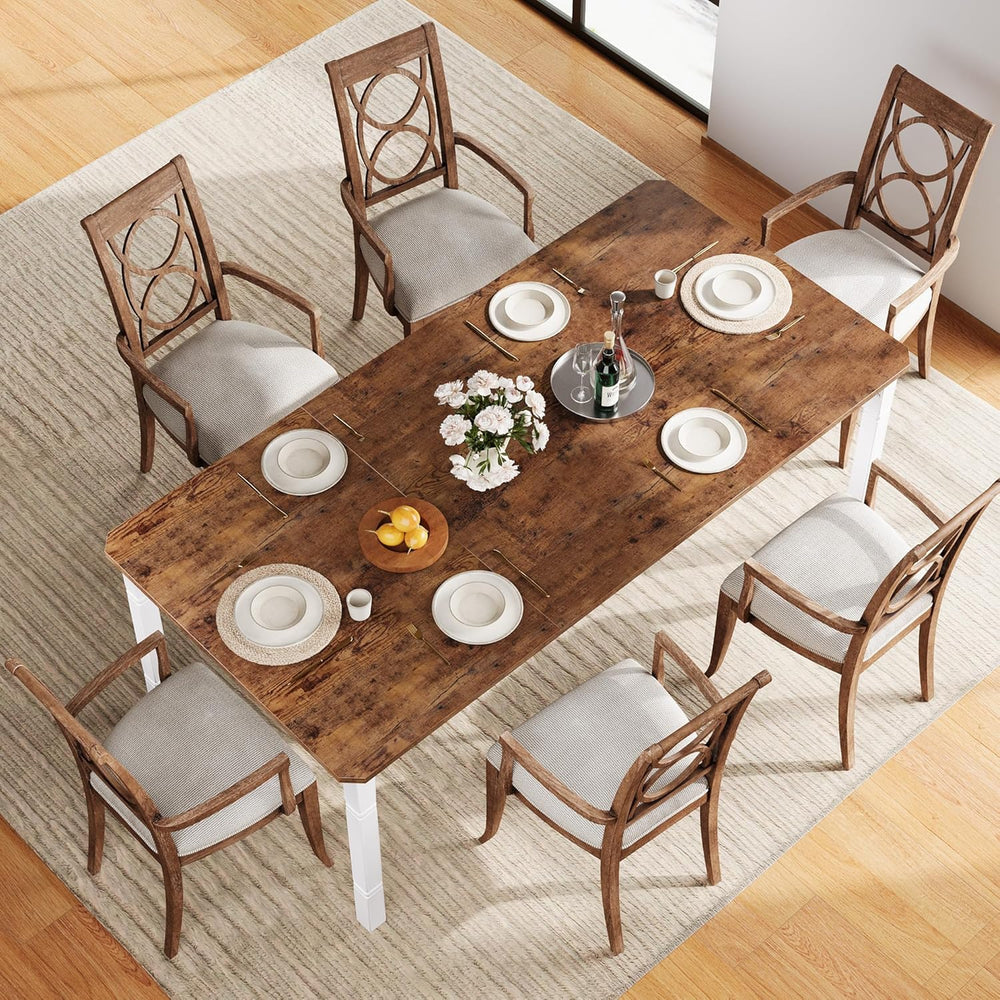 79" Large Industrial Dining Table for 6-8 People Rectangular Wood Kitche...