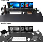 EUREKA ERGONOMIC Dual Monitor Stand - Adjustable Legs, Dual Monitor Riser, Carbon Fiber Computer Monitor Stand, Desktop Organizer, Monitor Stand Riser for PC, Computer, Laptop (Black)