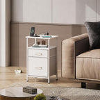 WLIVE Night Stand Set 2, White Nightstand with Charging Station, Nightstands for Bedroom Set of 2, Bedside Tables, Side Table with 2 Fabric Drawers, Small Dresser with USB Ports and Outlets