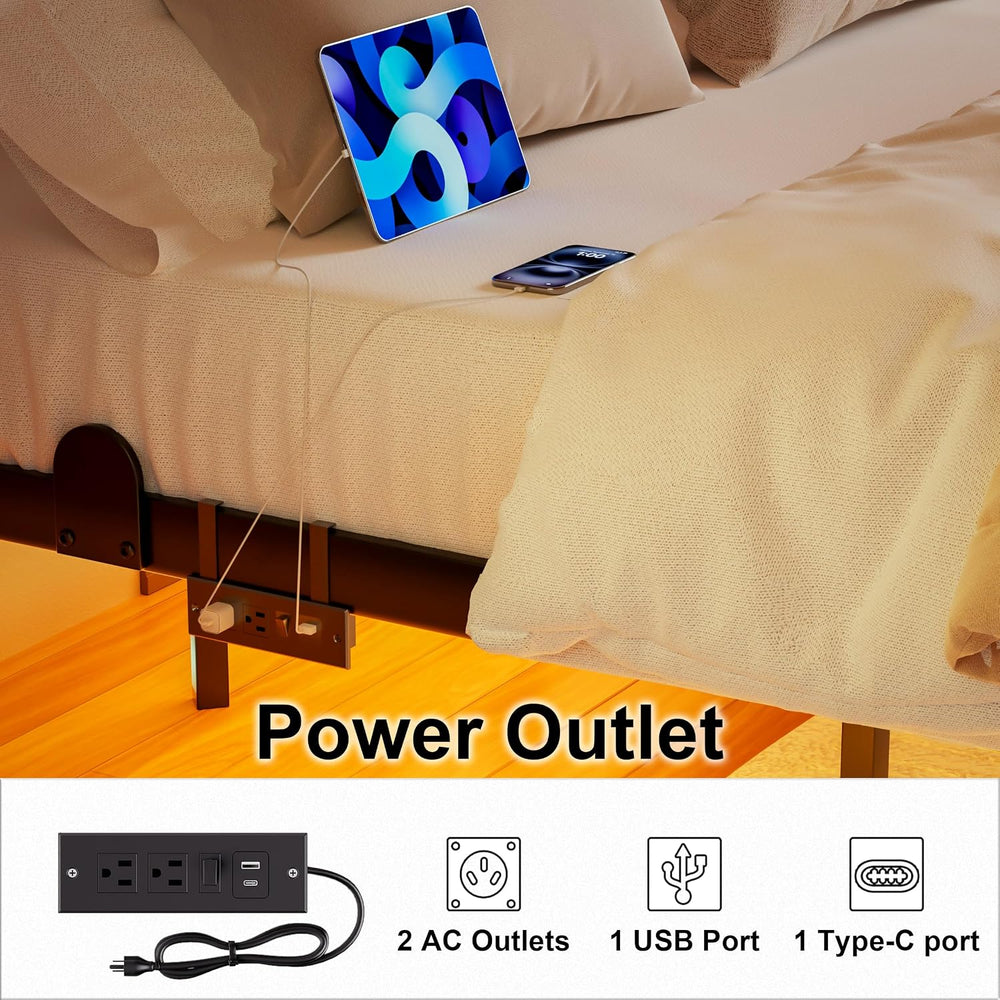 AGXI Full Size Bed Frame with Headboard, 14 Inch Floating Bed with Smart LED ...