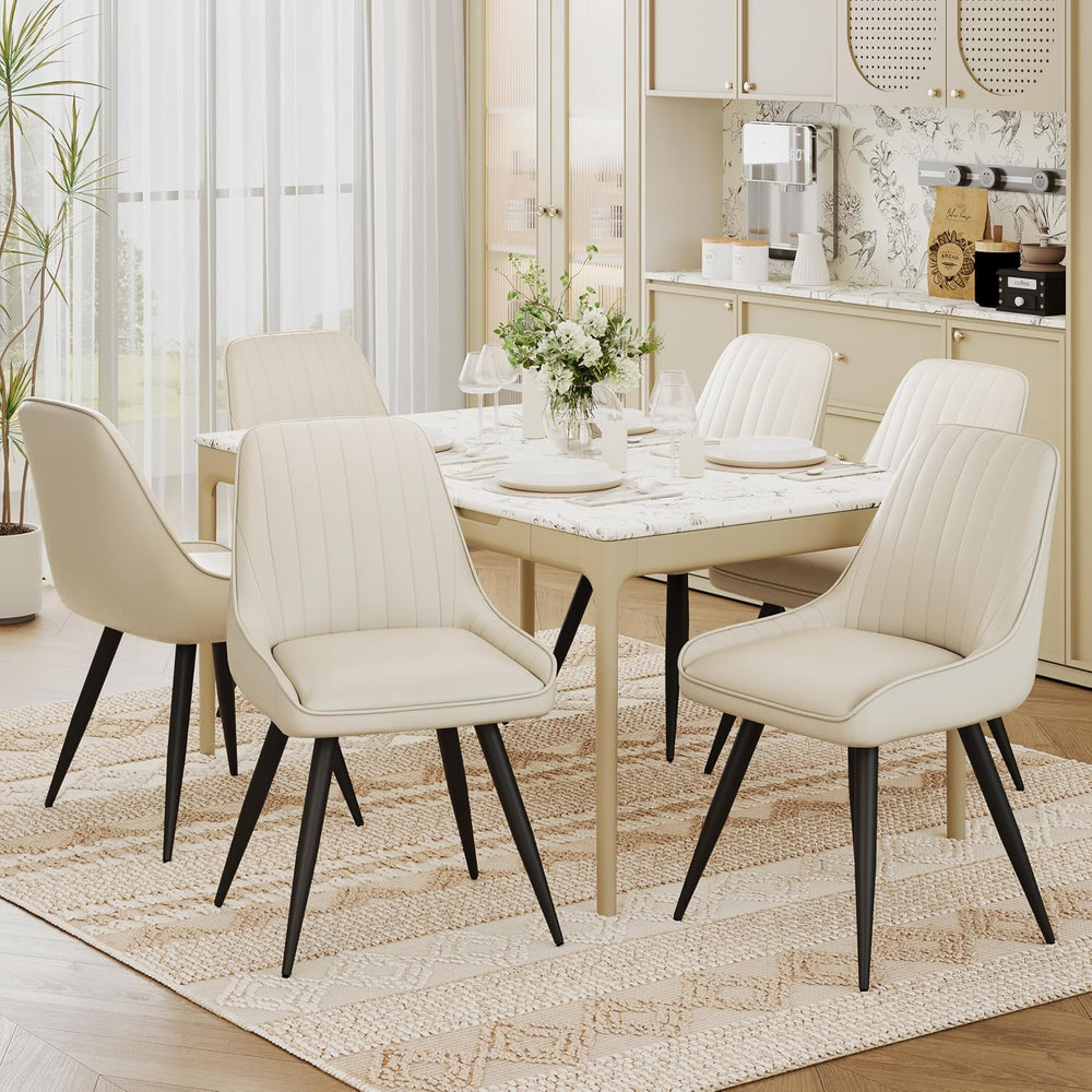 Alunaune Modern Dining Chairs Set of 6, Mid Century Upholstered Kitchen Chair...