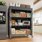 REIBII 4-Tier Storage Shelves Wire Shelving Unit with Cover & Wheels, Heavy Duty Metal Shelving for Dorm Storage Shelves, Garage Storage Rack Commercial Shelf, Pantry, Kitchen, 36" W*14.3" D*56.5" H