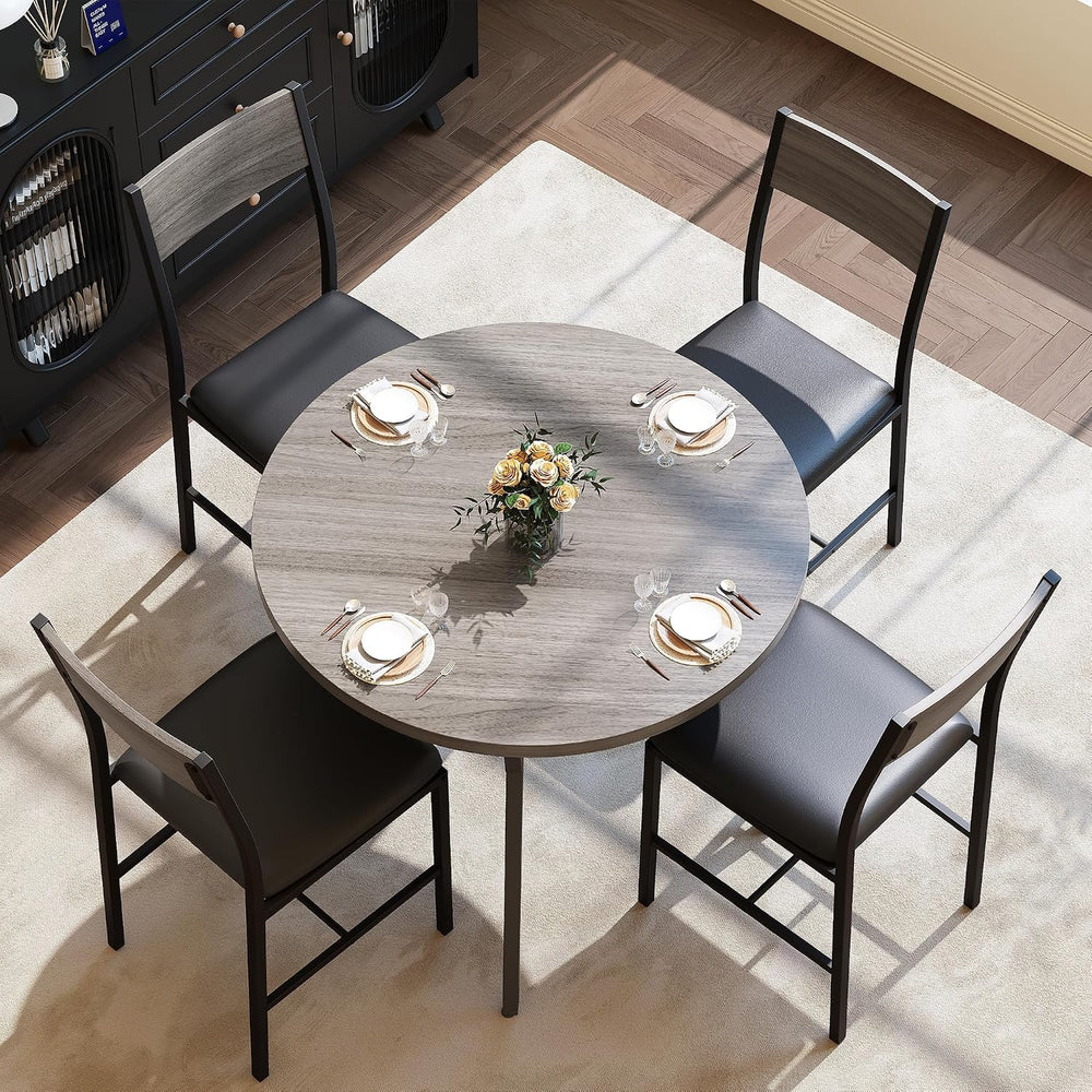 Pamapic Round Dining Table Set for 4, Kitchen Table and Chairs for 4, Dining ...