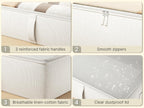 2-Pack Under Bed Storage Containers, 8 Inches Tall Underbed Clothes Storage Organizer Bin with Sturdy Sidewalls/Bottom, Under the Bed Storage Bags 2 Storage Bins, Beige