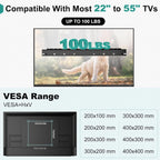 Auoace No Drill Drywall TV Wall Mount for 22 to 55 inch Small TV, up to 100 LBS, 1.1" Low Profile, No Stud Design, Easy Install with All Hardware, TVs Bracket for Most 32" 40" 43" 50" 52" 55" Screen