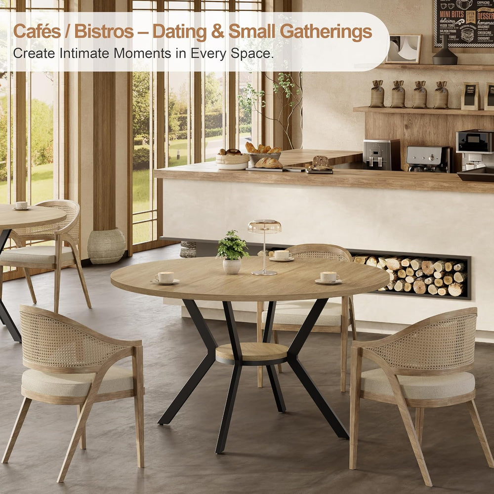MECHYIN 42'' Round Dining Table for 2–4, Farmhouse Round Kitchen Tabl...