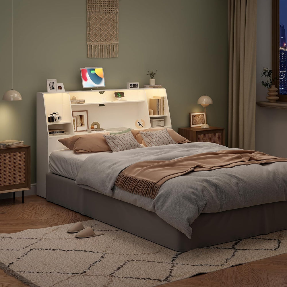 Queen/Full Headboard Queen Size with Storage, Bookcase Headboard