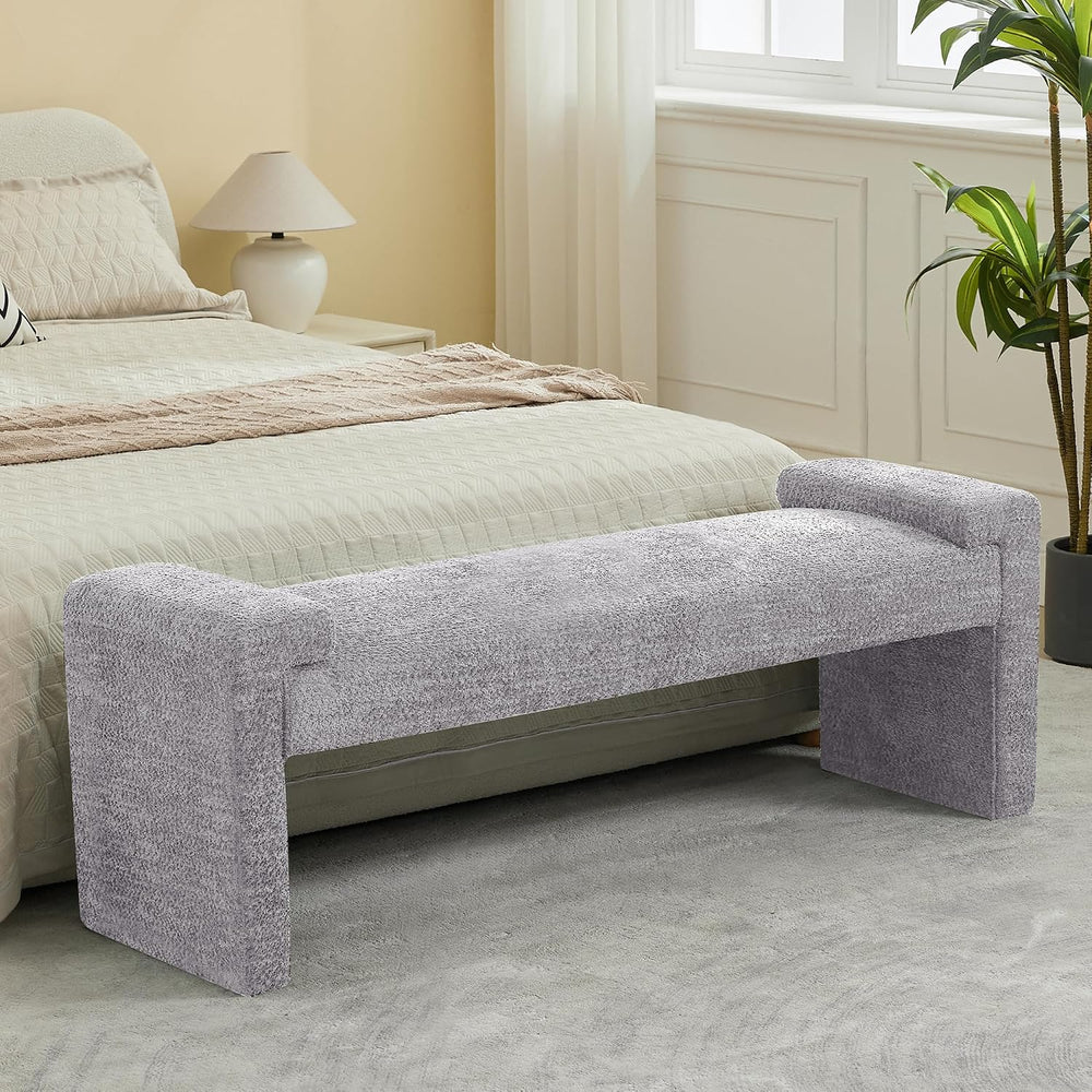 WUTUTUEE 58.7" End of Bed Bench Upholstered Modern Bedroom Bench for Liv...