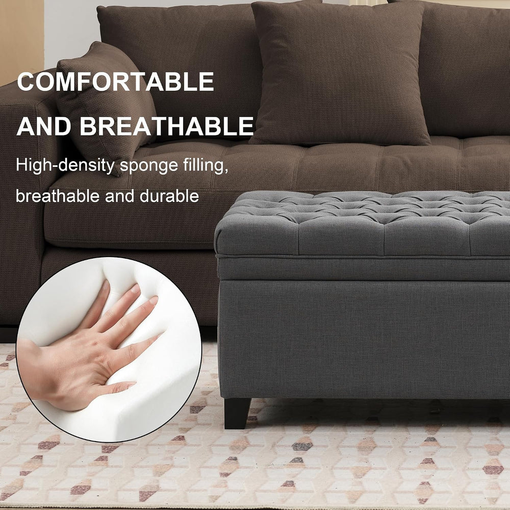 51" Storage Ottoman for Bedroom & Living Room, End of Bed Bench with...