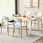 Giantex Modern Dining Chairs Set of 4, Plastic Dining Side Chair Set w/Sturdy Wooden Legs, Wide Seat & Ergonomic Backrest, Armless Kitchen Chairs for Dining Room Living Room Restaurant Cafe (White)