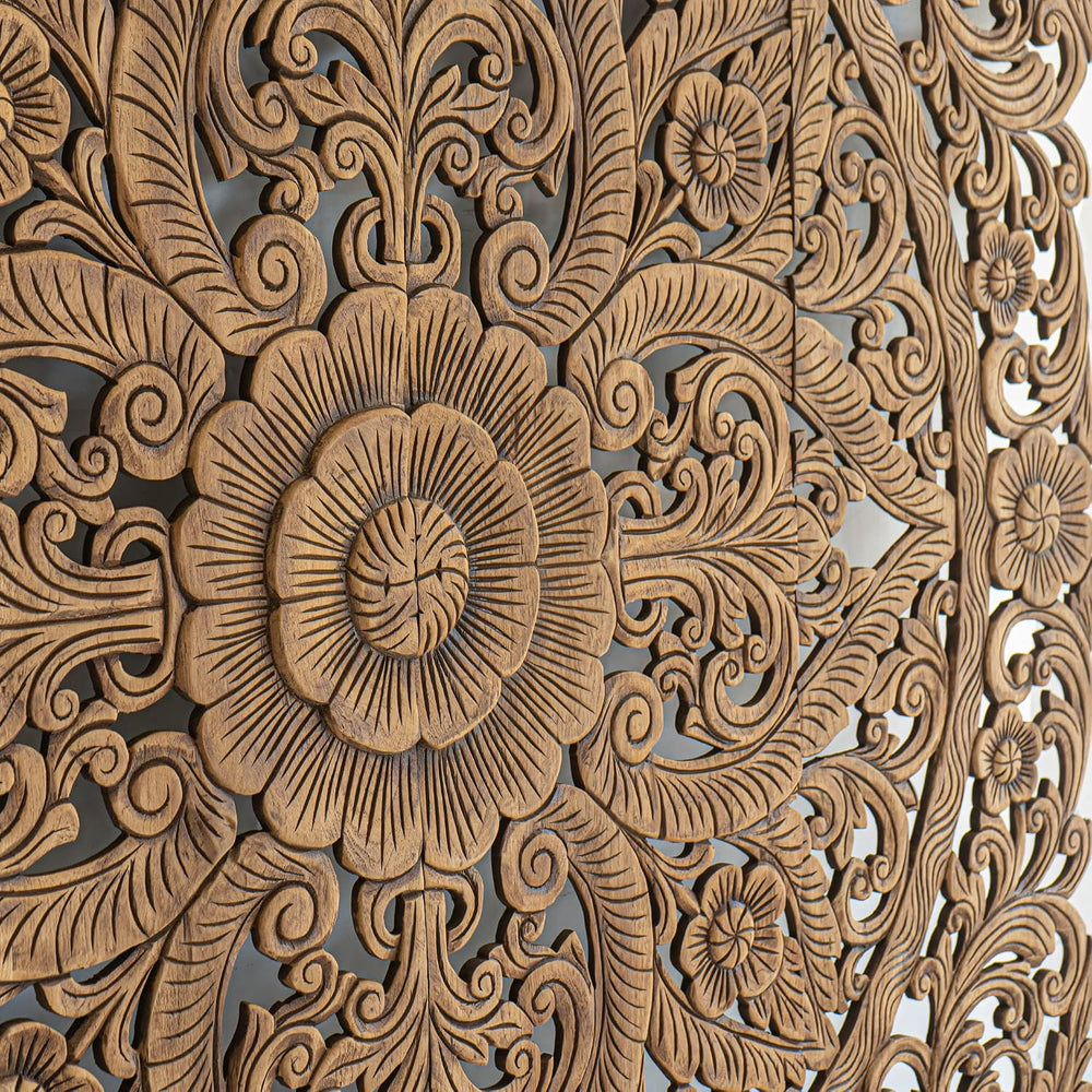 Balinese Hand Carved King Size Bed Headboard Reclaimed Wooden Panels Artwork ...