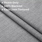 Joydeco 100% Total Blackout Curtains Custom Size for Bedroom Living Room Darkening Long Textured Drapes Thermal Insulated Back Tab & Rod Pocket 1 Panel(Light Grey,Custom Size)