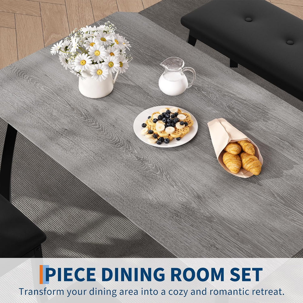 IDEALHOUSE 43'' Dining Table Set for 4, Wooden Kitchen Table with Uph...