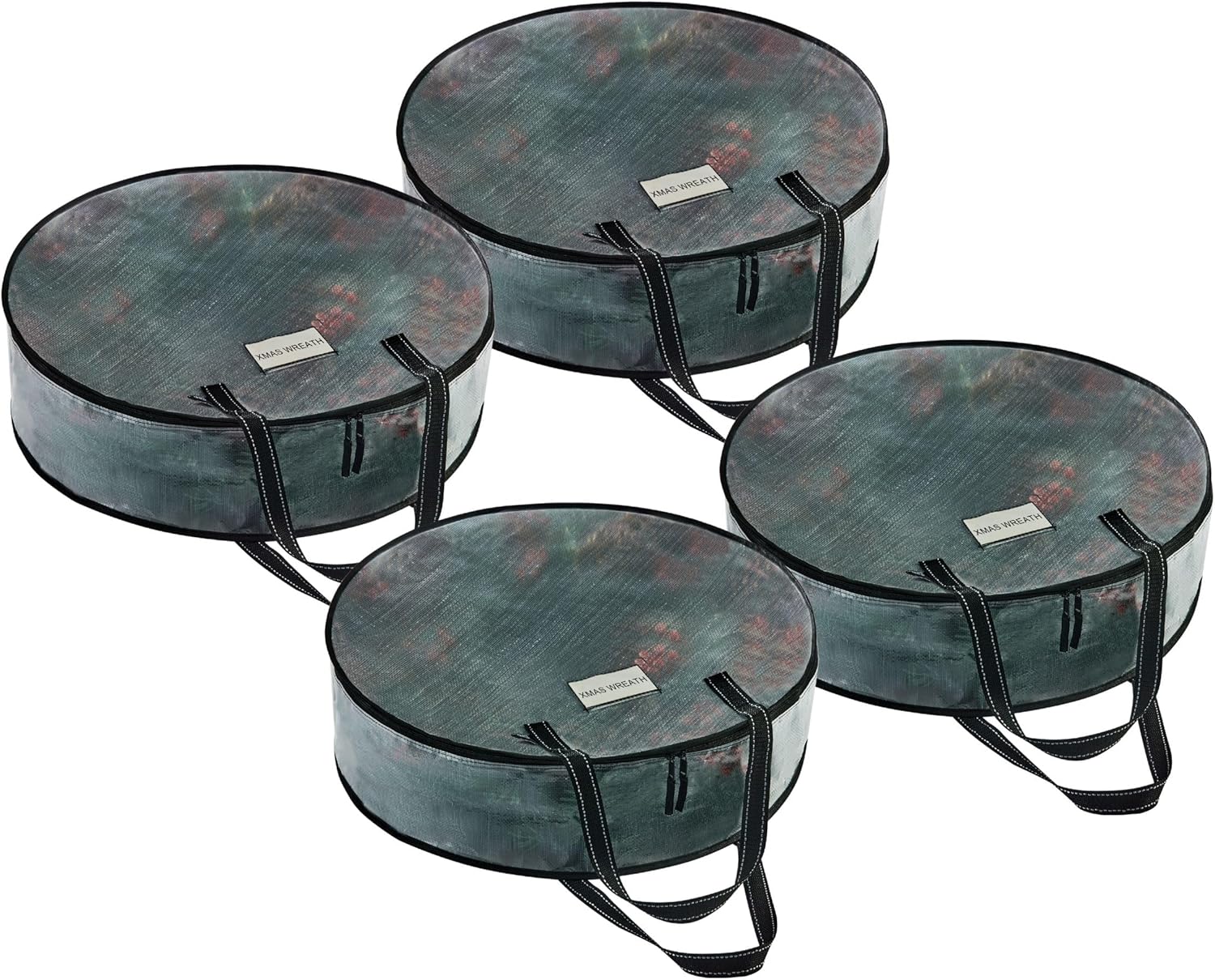 VENO 4 Pack Christmas Wreath Storage Container - 36 Inch Clear Wreath Bag, Christmas Garland and Holiday Decoration Organizers with Zipper and Durable Handles (Clear, 36"-4 Pack)