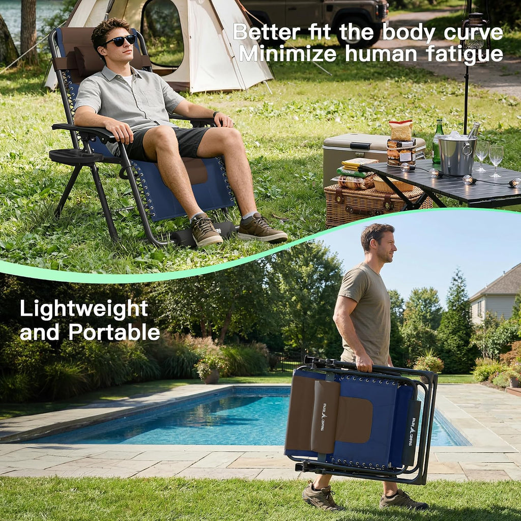 Amopatio Zero Gravity Reclining Patio Chair,XL Foldable Lounge Chair with Removable Cup Holder/Headrest/Footrest,500LBS Capacity, Portable for Outdoor Patio Pool Backyard