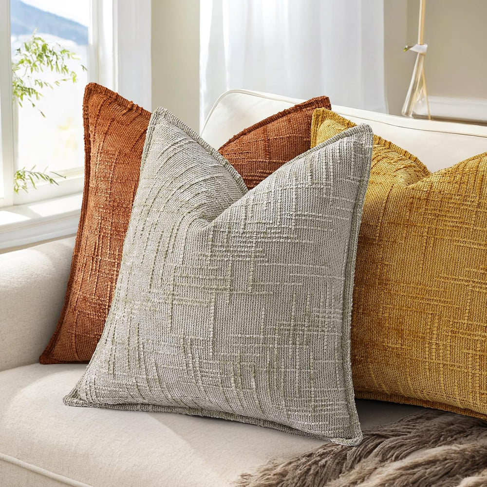 decorUhome Chenille Decorative Throw Pillow Covers 20x20 Set of 2, Rust