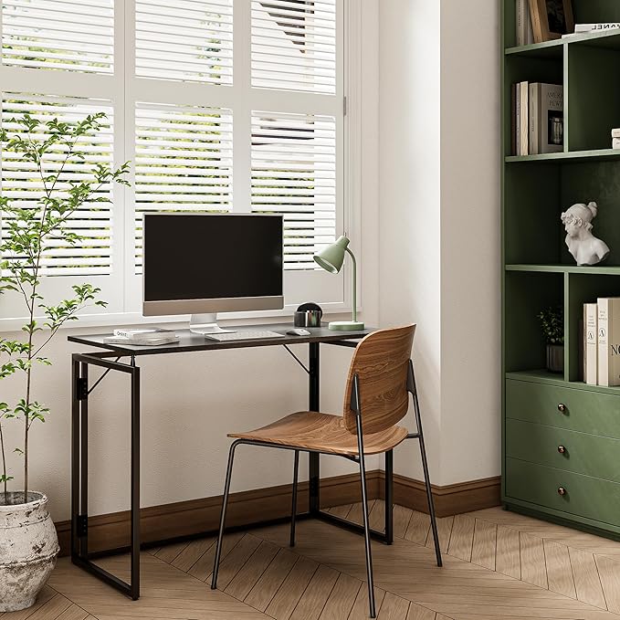 Folding Desk 30 Inch - Small Foldable Desk for Small Space Minimalist, Space Saving Collapsible Compact Desk Portable Table for Craft, Writing, Study and Work (No Assembly Required)
