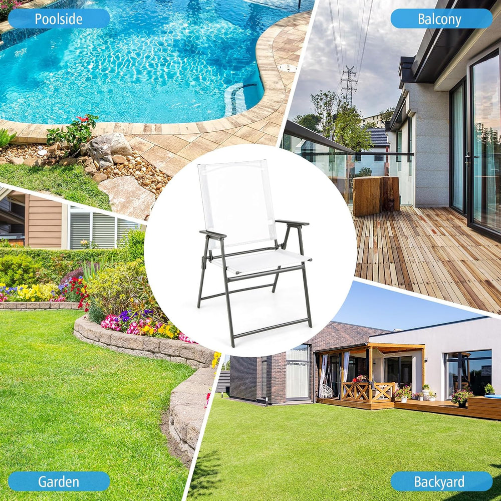 Tangkula Set of 2 Patio Folding Chairs, High Back Dining Chairs with Weather-...