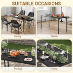 coucheta 5-Piece Rectangle Folding Table and Chairs Set, Foldable Portable Card Table and Chairs, Scratch & Stain Resistant Tabletop, for Dining Room, Living Room, Office, Camping, Gatherings, Black