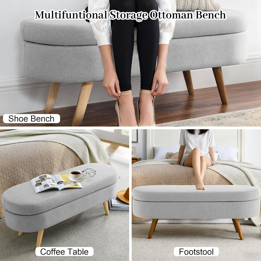 Storage Bench, 43" Storage Ottoman Bench for Bedroom, Upholstered Entryw...
