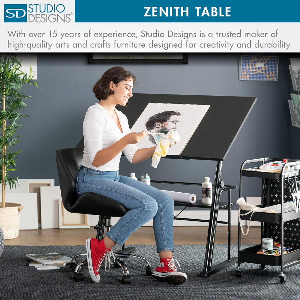 Studio Designs Zenith Drafting Table with Adjustable Height & Angle MDF W...